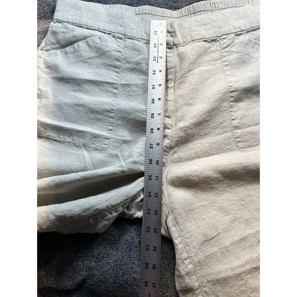Chico's 100% Linen Straight Leg Pants Beige Oatmeal Size 2.5 Regular 107890 -13